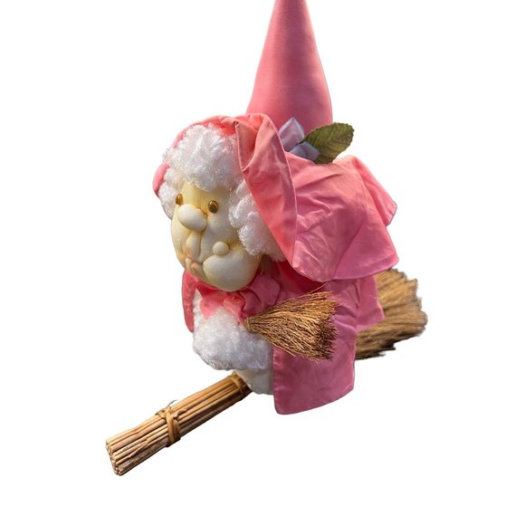 Handmade | Holiday | Vintage Halloween Pink 97s Kitchen Witch Riding On ...